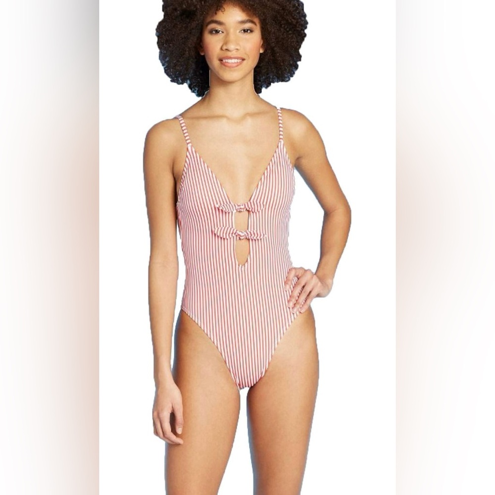 Xhilaration Red & White Striped Swimsuit